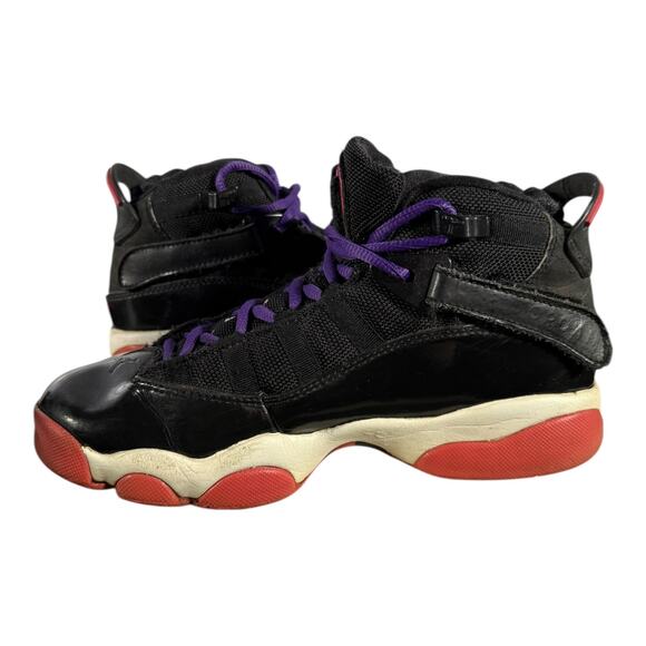 Nike Jordan Jumpman Two Trey GS Black Red Youth 4Y Basketball Shoes (Lace Swap) - Picture 6 of 8